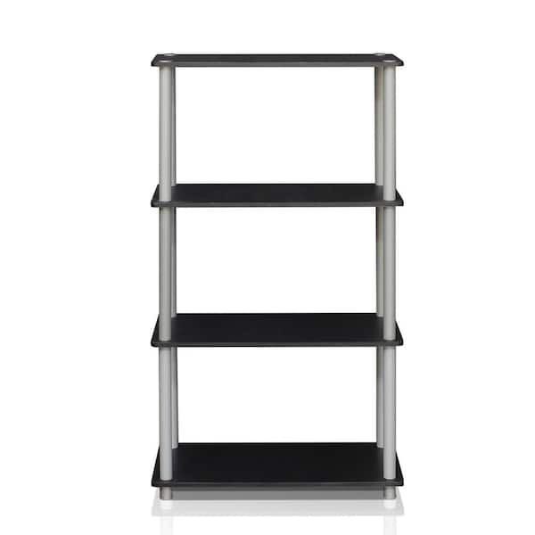Furinno 43.25 in. Black/Gray Plastic 4-shelf Etagere Bookcase with Open Back
