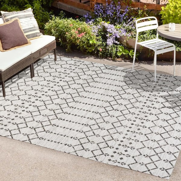 Graphite Grey Patio Rugs Indoor Outdoor Garden Plastic Mats Weatherproof  Runner