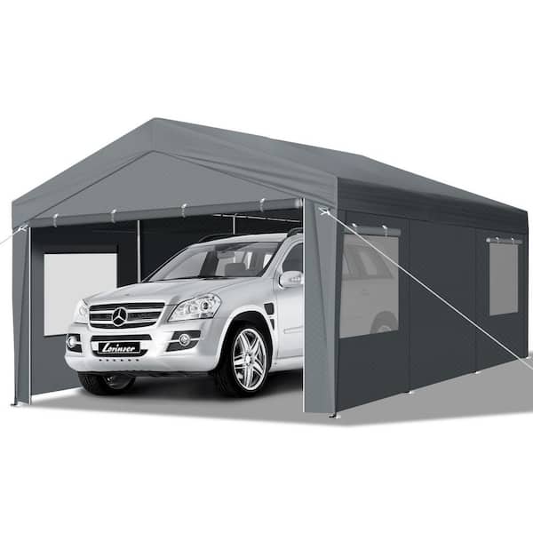 Karl home 10 ft. W x 20 ft. D x 9.2 ft. H Gray Roof Metal-Framed PE-Clothed Carport