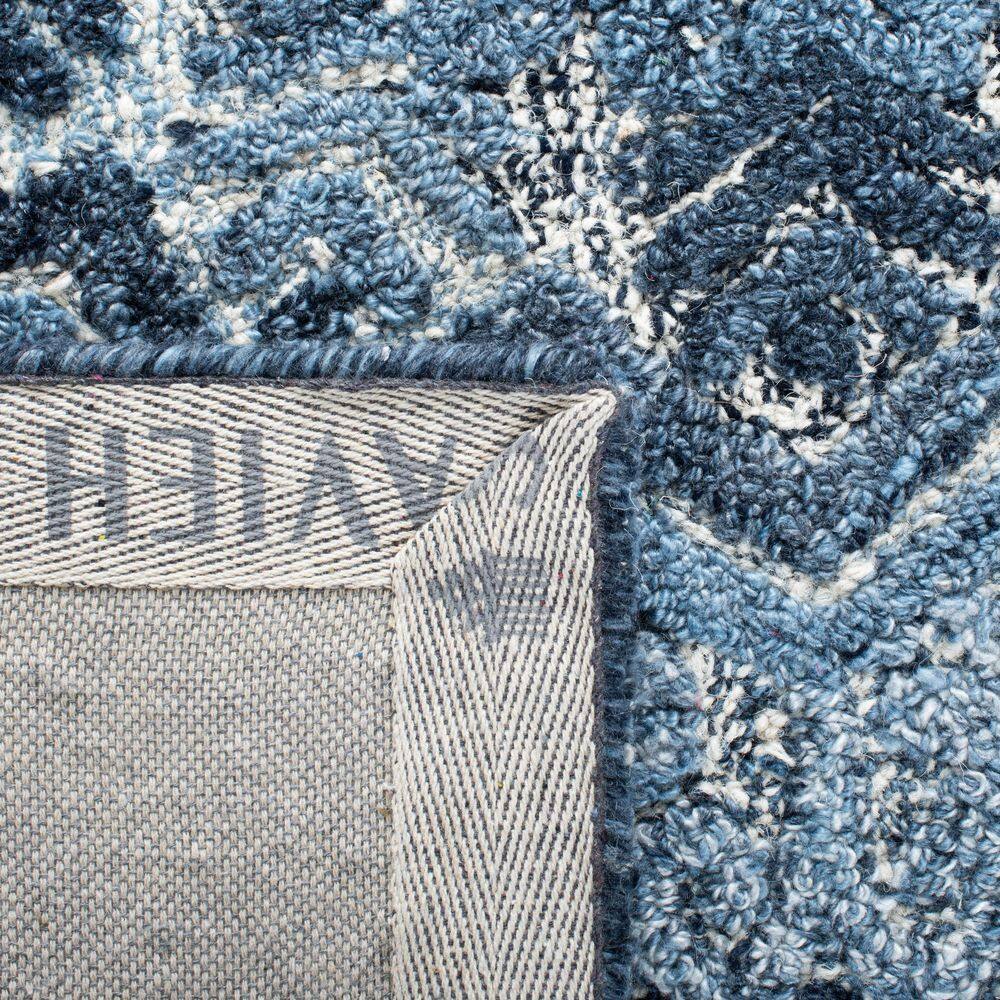 Blue Hand-Tufted Wool Rectangular Area Rug 6' x 9'