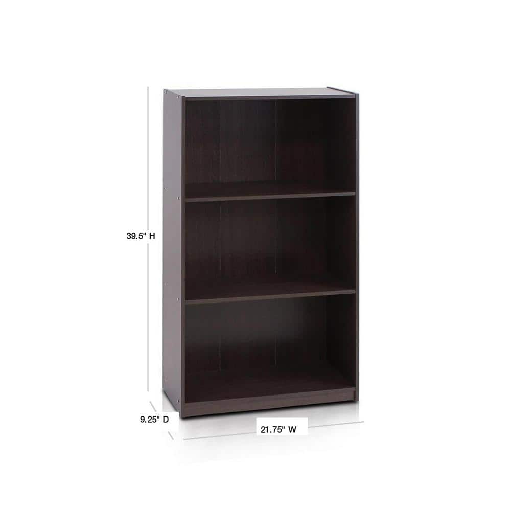 Kids' Adjustable 3-Tier Laminated Dark Brown Storage Shelf