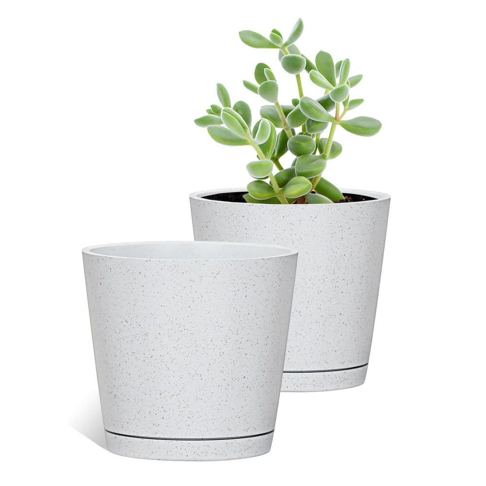 6 in. Dia White Round Vibe Planter (2-Pack)