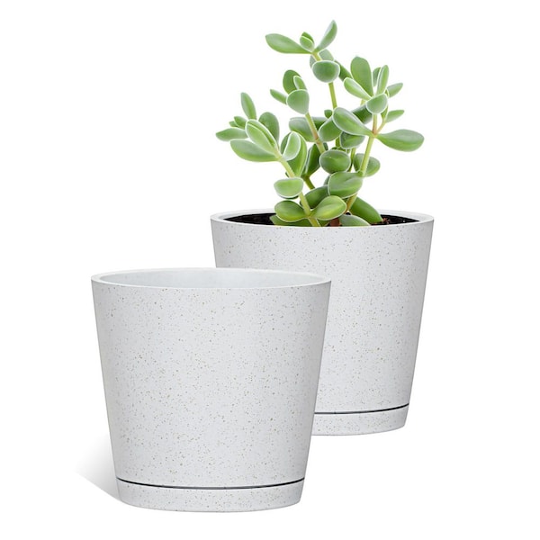 Unbranded 6 in. Dia White Round Vibe Planter (2-Pack)