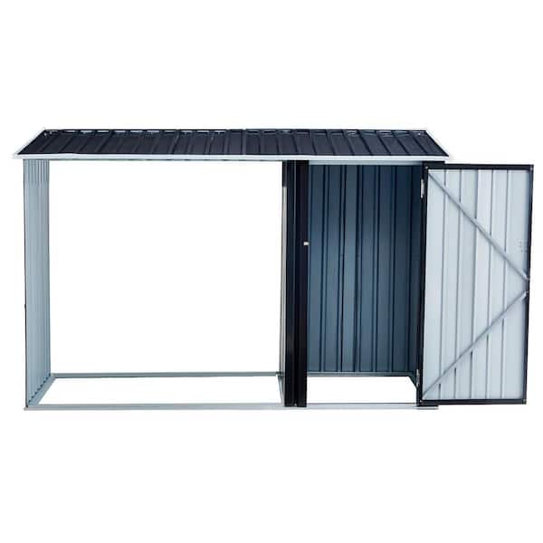 Tidoin 41 in. D x 98 in. W Firewood Rack Log Holder with Roof, Log Storage Shed for Backyard Garden Patio Porch