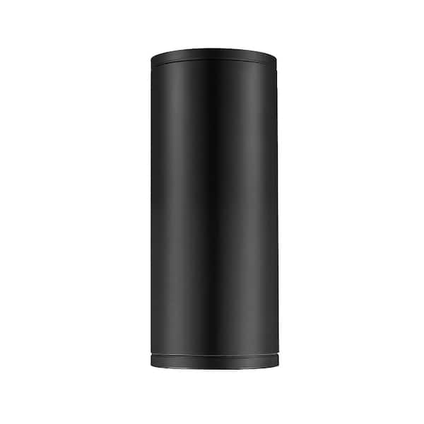 Vegas 1-Light 4.75 in. Powder Coated Black Outdoor Wall Lantern Sconce Frosted