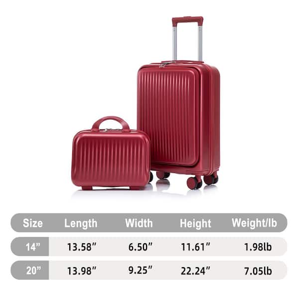 Noble House Lexair 2-Piece Red ABS Hardside Spinner Luggage Set