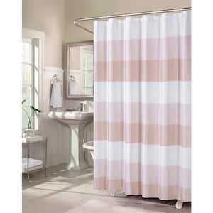 Ombre 72 in. Blush Waffle Weave Fabric Shower Curtain