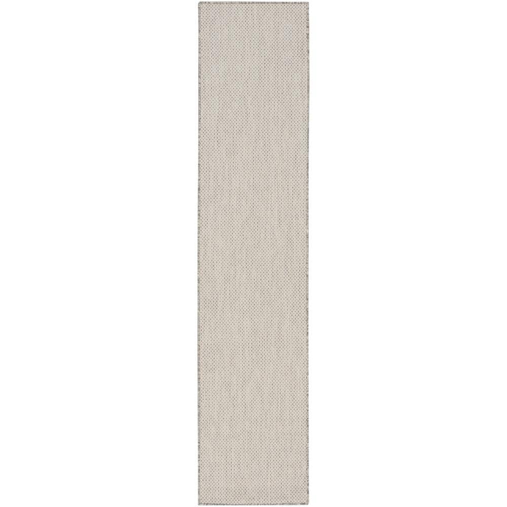 Courtyard Ivory Silver Geometric Flat Woven Indoor/Outdoor Rug