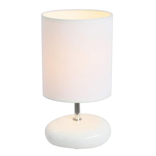 Simple Designs 10.5 in. White Stonies Small Stone Look Bedside Table Lamp