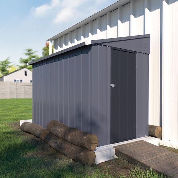 4 ft. W x 8 ft. D Metal Storage Lean-To Shed 33 sq. ft. in Gray