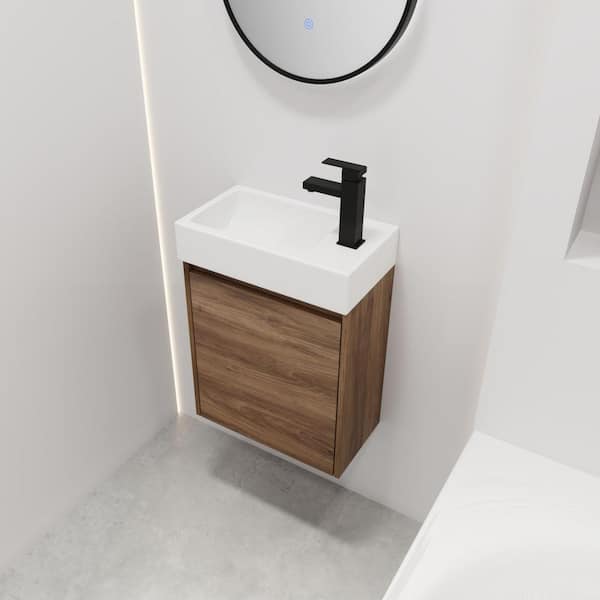 Anky 18.11 in. W x 10 in. D x 23.6 in. H Single Sink Bath Vanity in Brown Ebony with White Ceramic Top