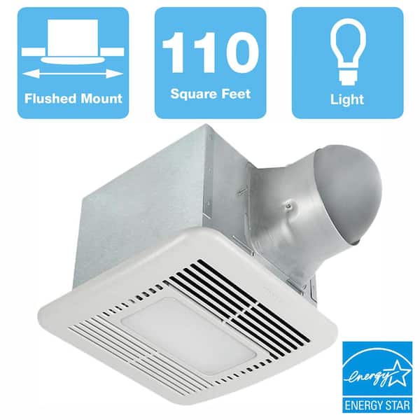 Delta Breez Signature 80/110 CFM Adjustable Speed Ceiling Bathroom Exhaust Fan with Dimmable LED Light, ENERGY STAR
