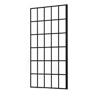 38 in. W x 72 in. H Frameless Fixed Shower Door in Satin Black with Tempered Clear Glass