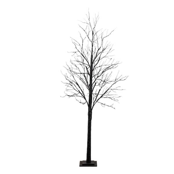 7ft. Pre-Lit Halloween Black Twig Artificial Tree with 390 Orange and Purple LED Lights
