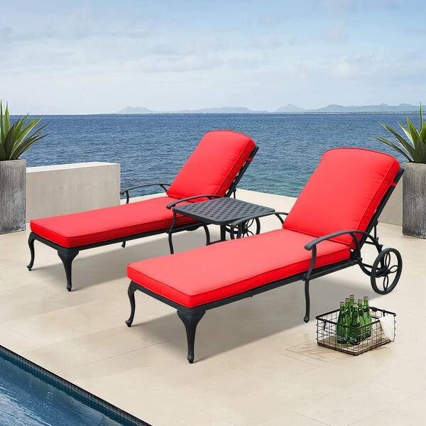 61 Deck Chair Cushion High back Lounge Tufted Chaise Padding Indoor  Recliner