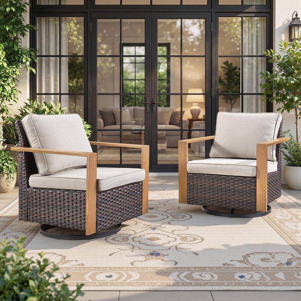 Bellefurn Kove 2-Person Brown All weather Wicker Outoor Glider