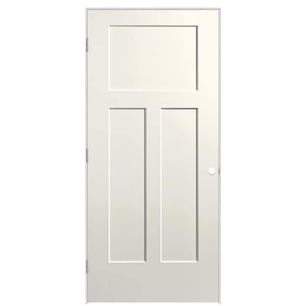Masonite 36 in. x 80 in. 3-Panel Winslow Right-Hand Solid Core Ivory Keys Molded Composite Single Prehung Interior Door