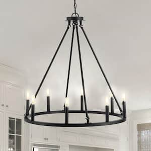 Oberto Ring 28 in. 8-Light Iron Rustic Farmhouse LED Oil Rubbed Bronze Chandelier