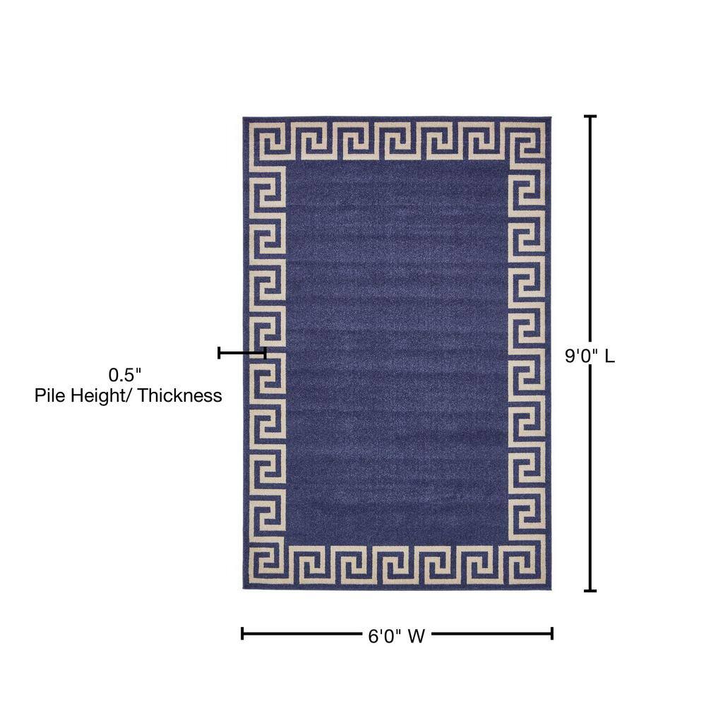 Navy Geometric Synthetic 6' x 9' Area Rug