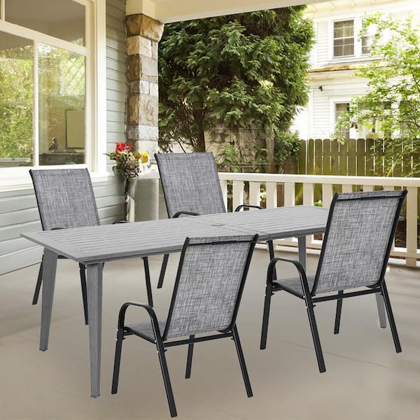 Brown Steel Outdoor Dining Chair, Patio Camping Chair with