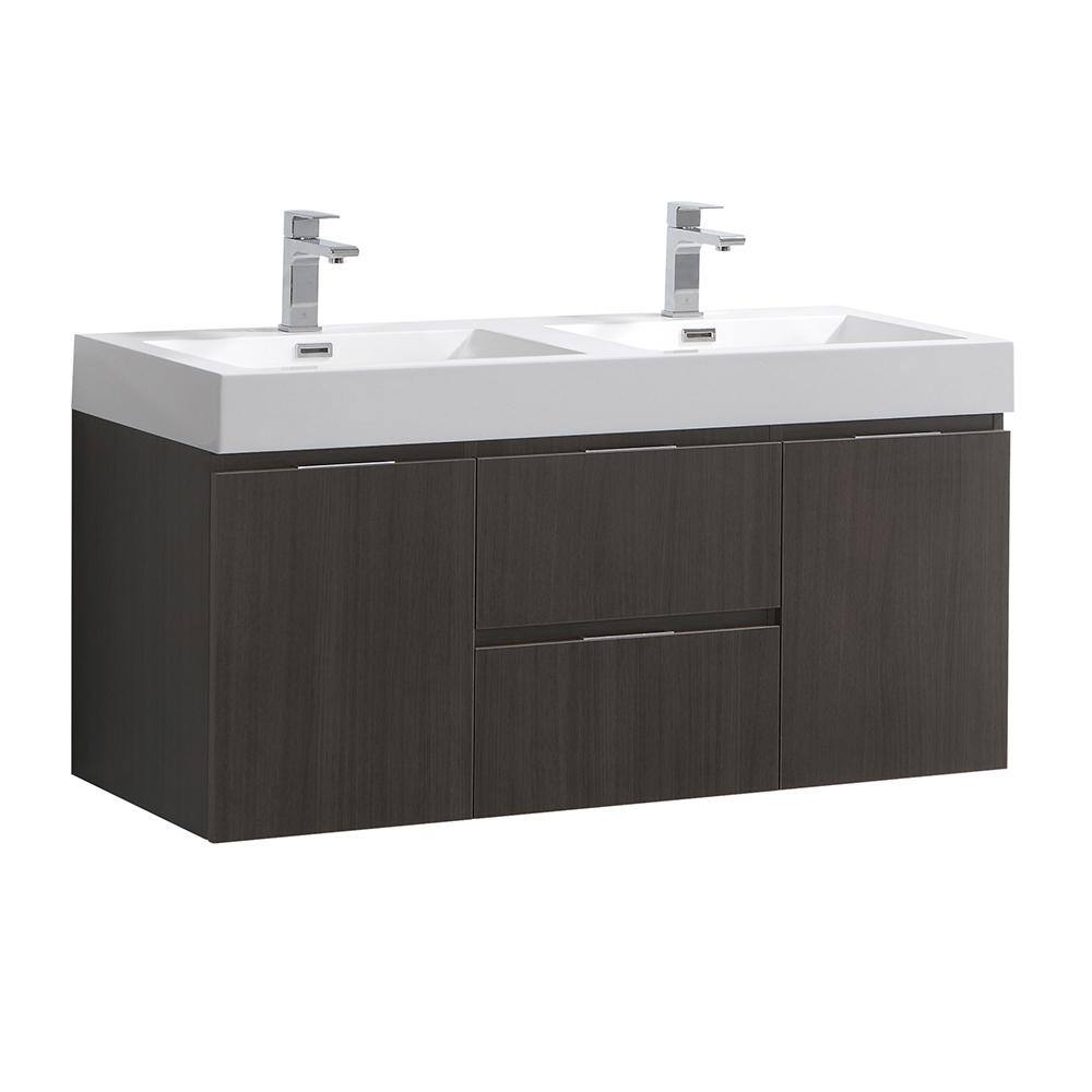Fresca Valencia 48 in. W Wall Hung Bathroom Vanity in Gray Oak with