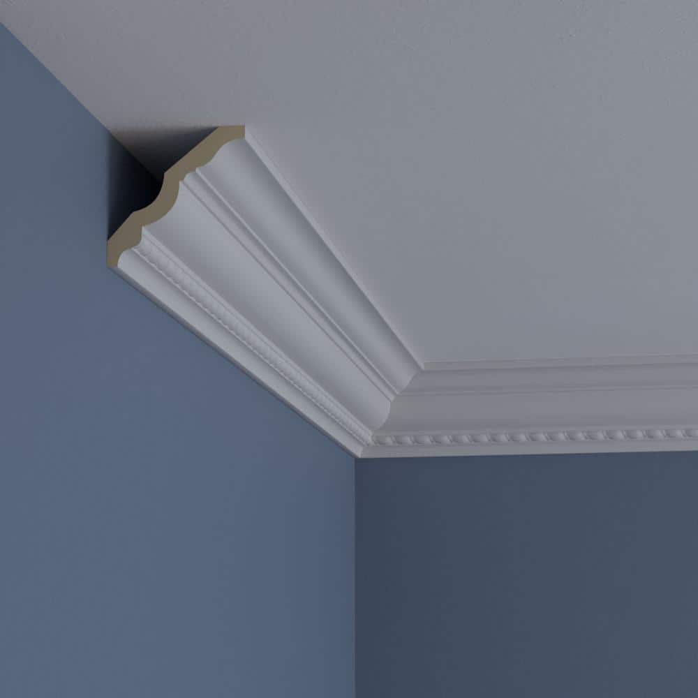 White Urethane Bead and Barrel Crown Moulding 3"H x 3"P x 94.5"L