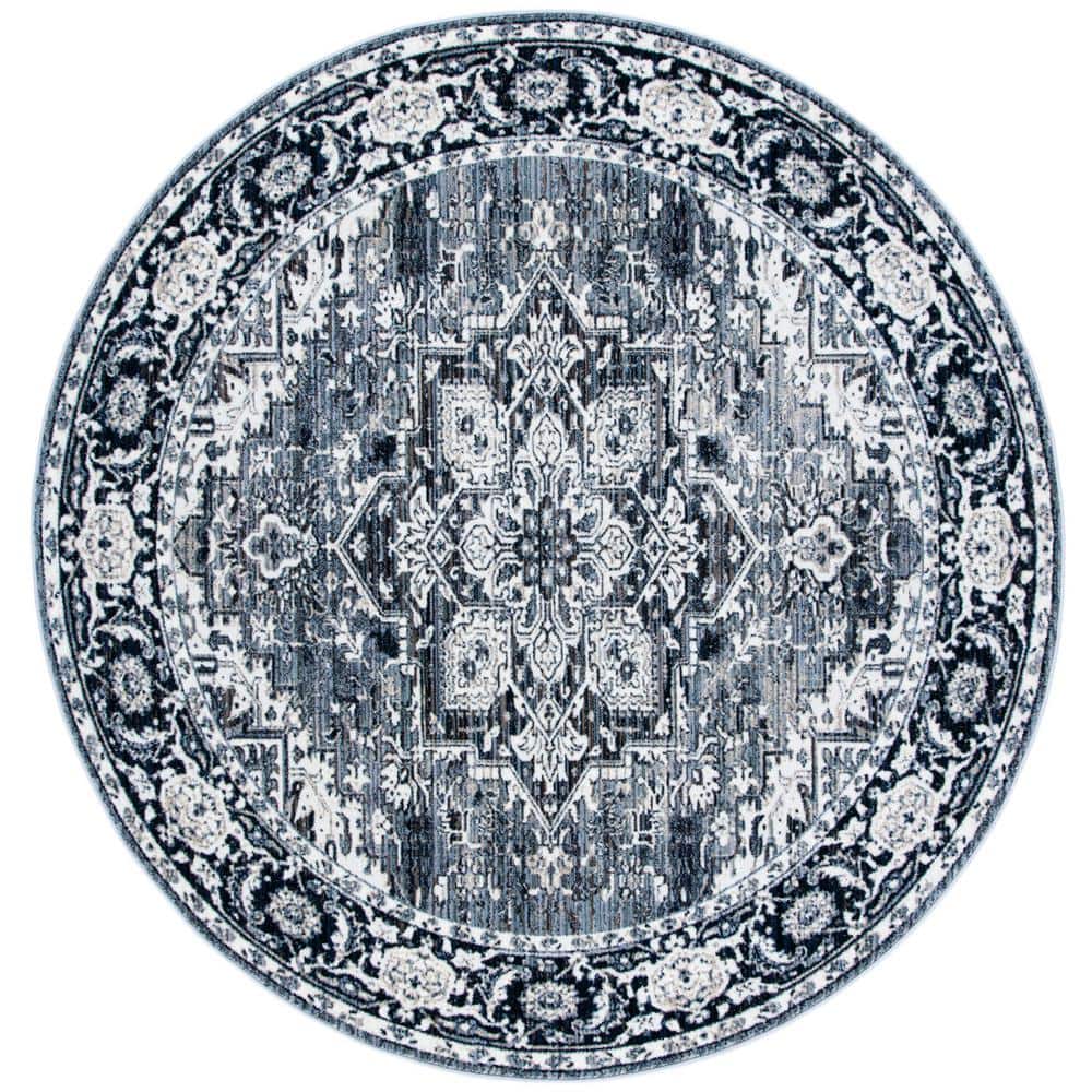 Herat Navy/Ivory 7 ft. x 7 ft. Border Medallion Floral Round Area Rug price history on PriceWatchPro