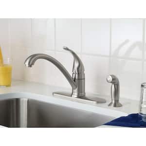 Torrance Single-Handle Low-Arc Standard Kitchen Faucet with Side Sprayer in Spot Resist Stainless