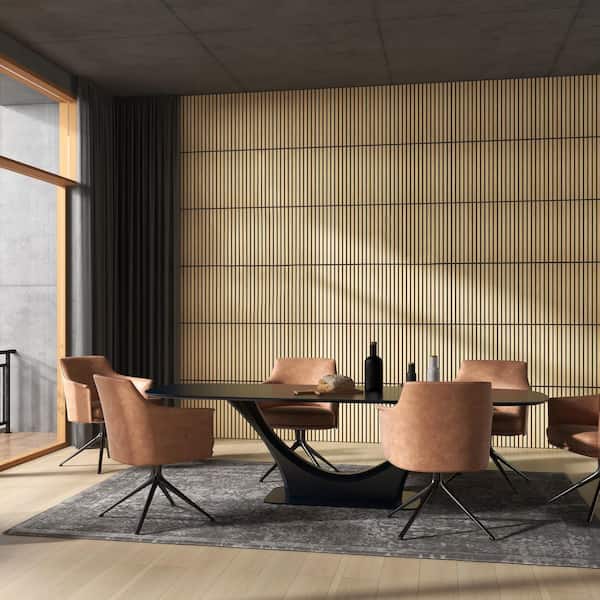 Oak Color 24 in. Square 3D Faux Wood Acoustic Panels, MDF Sound Absorbing Wall Decor (4 Pack)