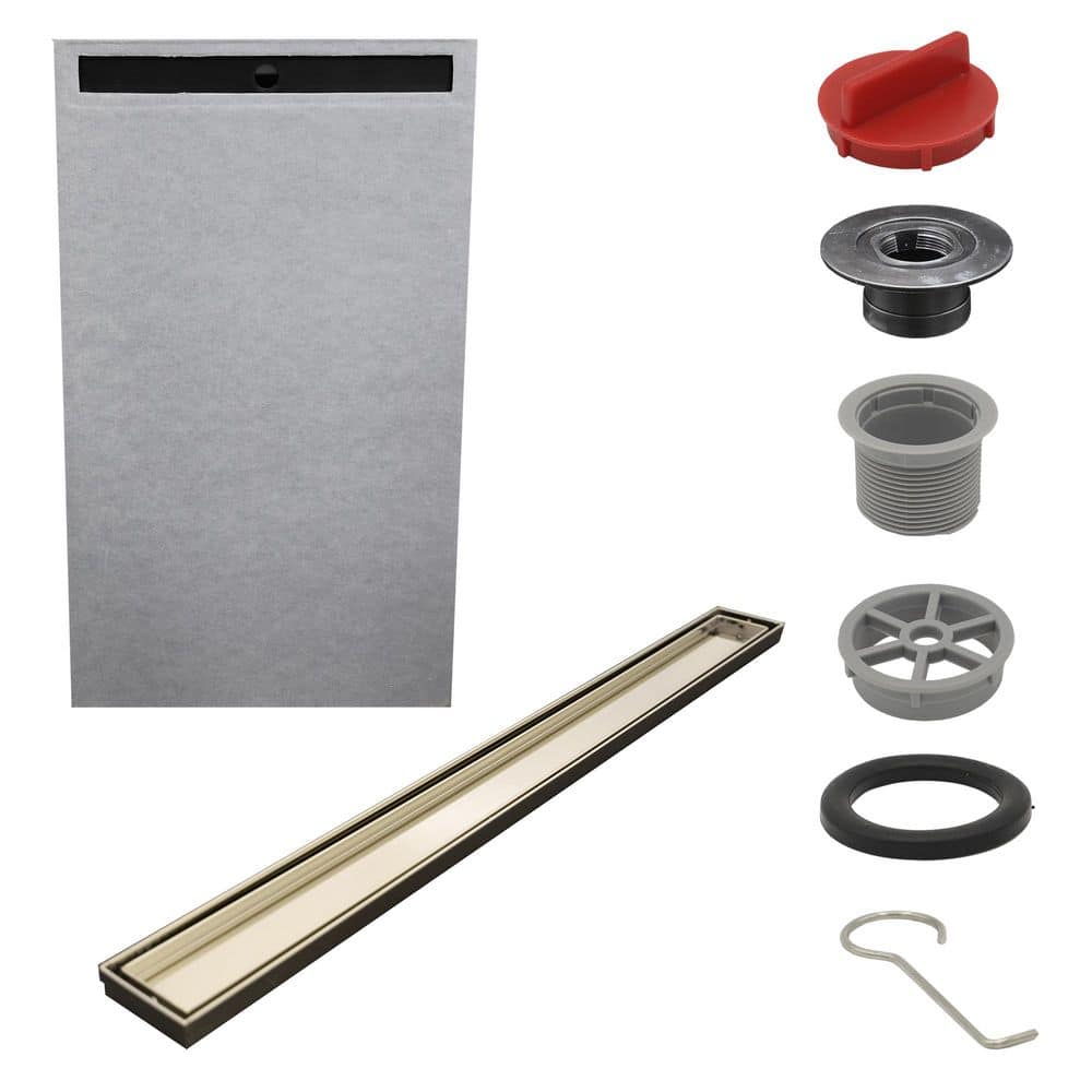 Watershield Shower System 36 in. x 60 in. Pre-sloped End Linear Drain Pan with Brush Nickel Tile-in Shower Kit price history on PriceWatchPro