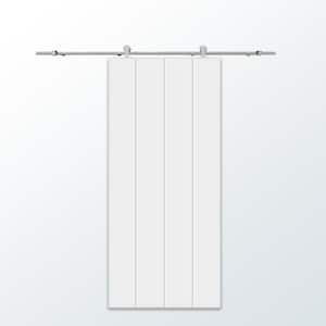 30 in. x 96 in. White Stained Composite MDF Paneled Interior Sliding Barn Door with Hardware Kit