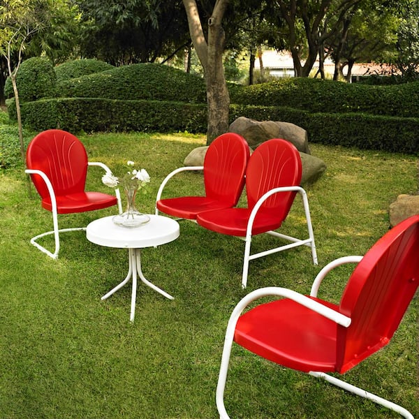 CROSLEY FURNITURE Griffith Red 4-Piece Metal Patio Conversation Set