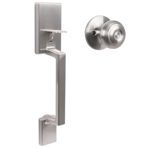 Edmonton Satin Nickel Entry Door Handleset with Hartford Interior Knob