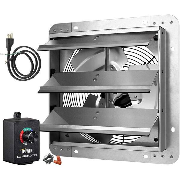 Tidoin 12 in. Silver 1600 CFM 1620 RPM High Speed Shutter Exhaust Fan with  Controller and Power Cord Kit (2-Pack) DHS-YDW11-2928 - The Home Depot