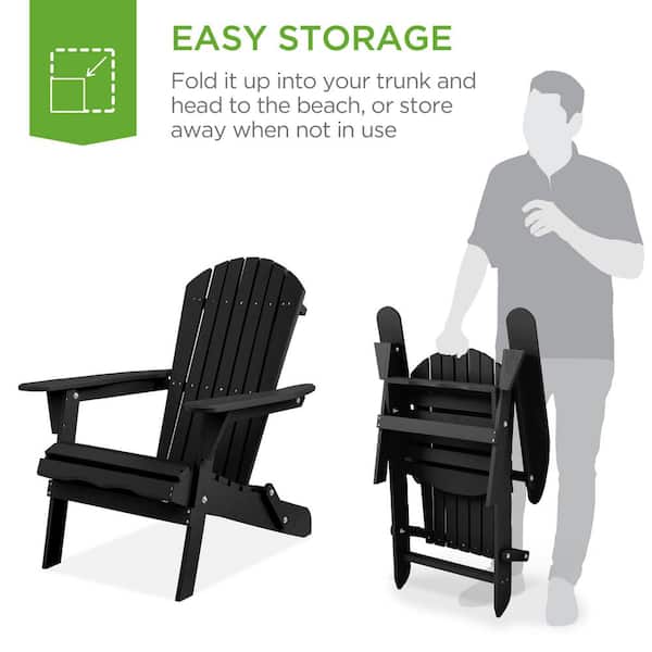 Best Choice Products Black Folding Wood Outdoor Adirondack