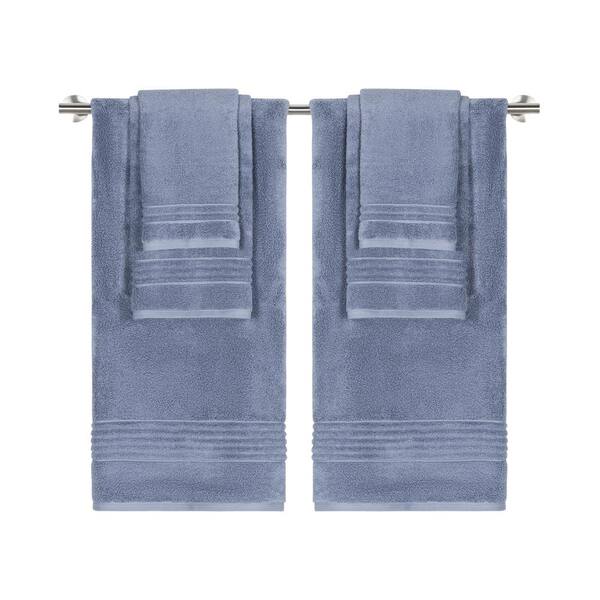 Caro Home 6-Piece Slate Blue Coventry Cotton Towel Set 6PC2476T263212 - The  Home Depot