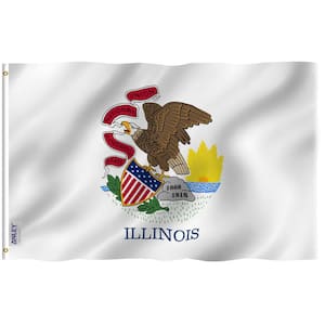 Fly Breeze 3 ft. x 5 ft. Polyester Illinois State Flag 2-Sided Flags Banners with Brass Grommets and Canvas Header