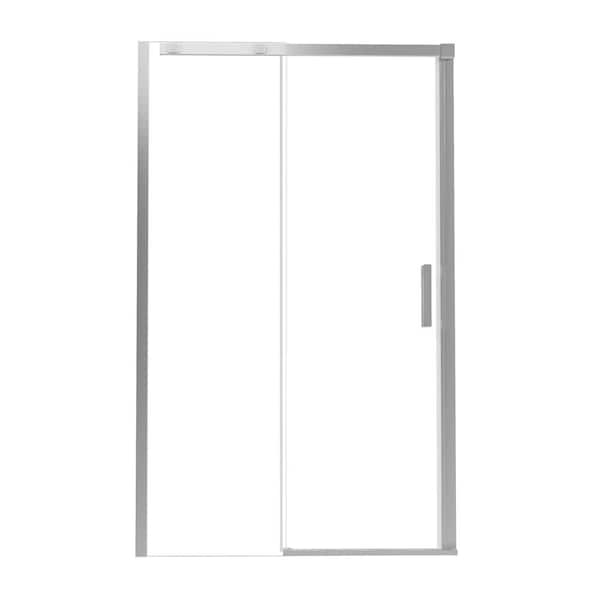 48 in. W x 74 in. H Framed Sliding 5/16 in. Clear Tempered Glass Shower Door with Handle in Brushed Nickel Finish