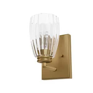 Rossmoor 1-Light Luxe Gold Wall Sconce with Glass Shade