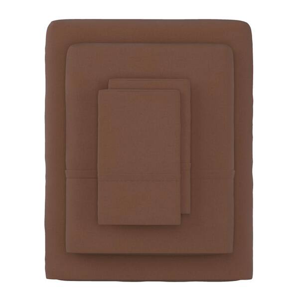 Lavish Home 4-Piece Chocolate Solid 75 Thread Count Polyester Full Sheet Set
