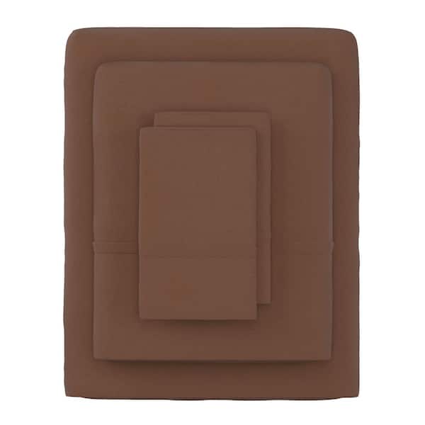 Lavish Home 3-Piece Chocolate Solid 75 Thread Count Polyester Twin Sheet Set