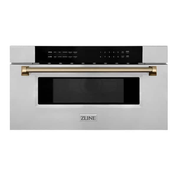 Autograph Edition 30 in. 1.2 cu. ft. Built-in Microwave Drawer in Stainless Steel and Champagne Bronze Helix Handle