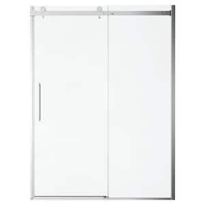 Passage 60 in. W x 72 in. H Sliding Semi-Frameless Shower Door in Brushed Nickel with Clear Glass
