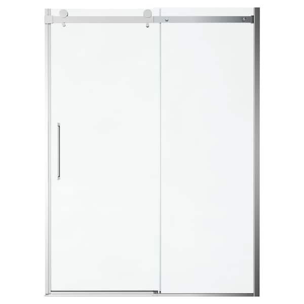 American Standard Passage 60 in. W x 72 in. H Sliding Semi-Frameless Shower Door in Brushed Nickel with Clear Glass