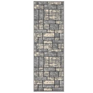 Ottomanson Emmy Non-Slip Rubberback Solid 2x5 Indoor Runner Rug, 20 x 59,  Gray 