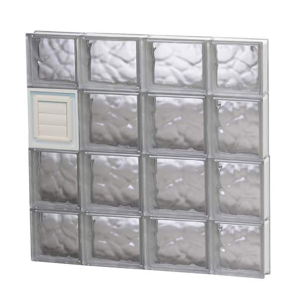 Clearly Secure 27 in. x 27 in. x 3.125 in. Wave Pattern Frameless Glass Block Window with Dryer Vent