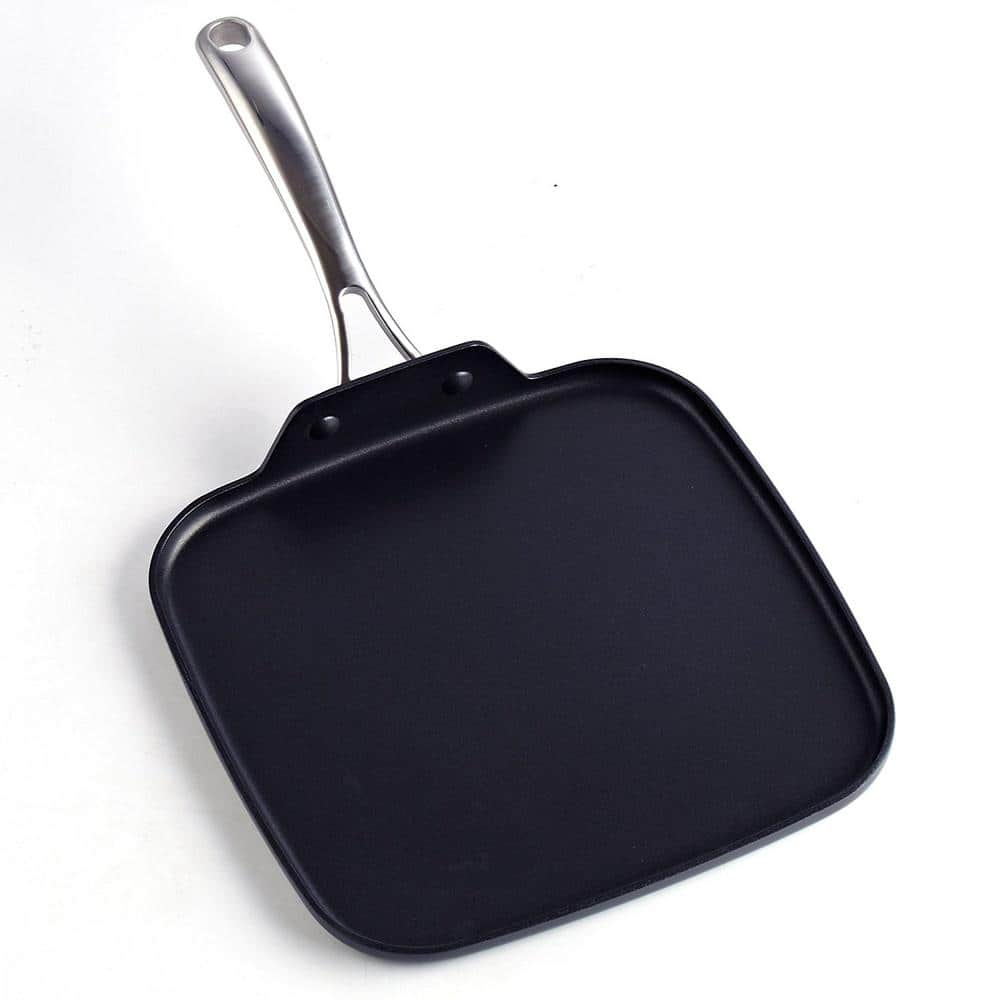 Modern Industrial 20'' Black Anodized Aluminum Square Griddle
