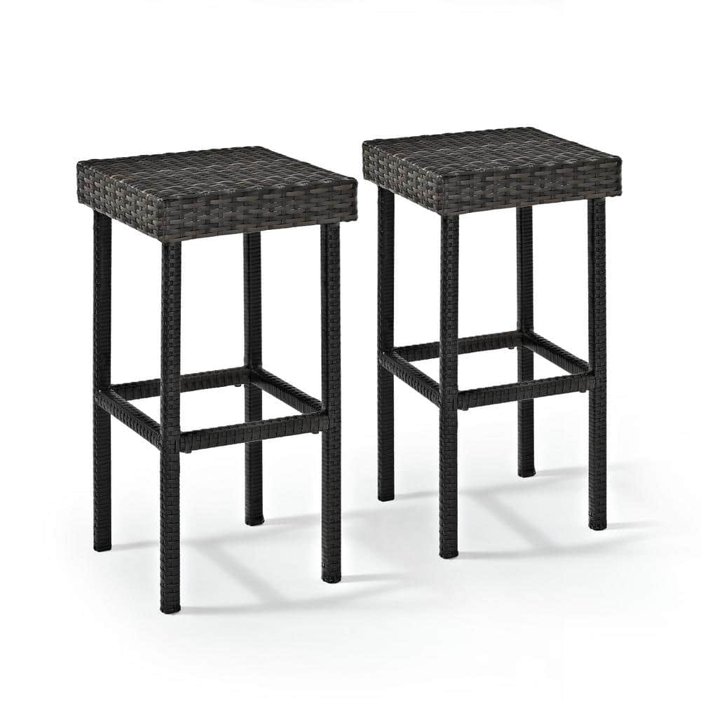 Gray Handwoven Resin Wicker Outdoor Bar Stool Set