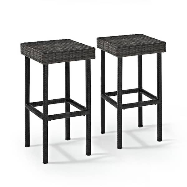 CROSLEY FURNITURE Palm Harbor Wicker Outdoor Bar Stool (2-Pack)