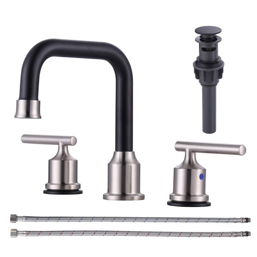 8 in. Widespread Double Handle Basin Faucet in Black and Nickel price history on PriceWatchPro